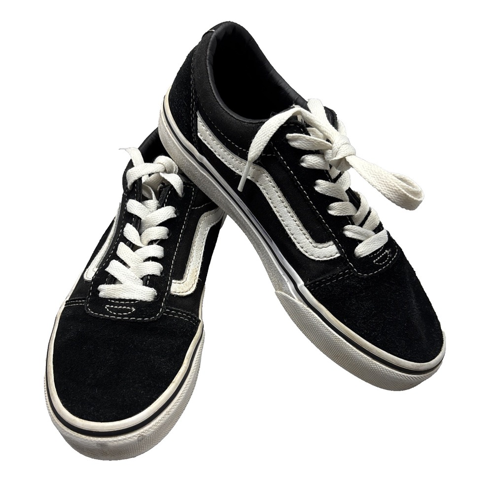 VANS Old Skool Black/White Unisex Youth 3 Low Top Lace-Up Canvas Sneakers